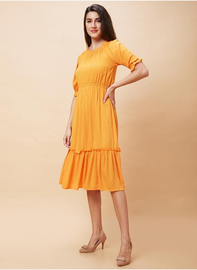 Globus Women Orange Solid Round Neck Casual Fit And Flare Midi Dress - pzsku/Z7D6E41AE91F1A92B3FD6Z/45/_/1740487971/20dad2ca-3ca1-4e71-8ee6-93dbe6dd3906