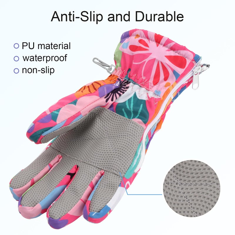 YooxArmor Kids Ski Snow Gloves, Waterproof Warm Touchscreen Winter Gloves, Cold Weather Windproof Gloves for 4-8Y Boys Girls Skiing Snowboarding Cycling Outdoor - Image 4