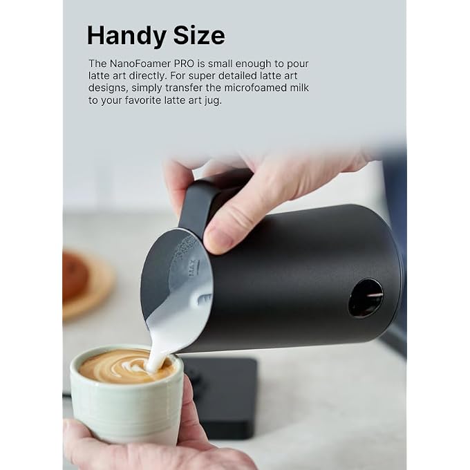 subminimal Nanofoamer Pro HandsFree Milk Foamer Superfine Smoothest Milk Heating  Foaming For Dairy  PlantBased Milks For Barista Amateurs Home Bar Office Use 220 AC Connection  Black - Image 5