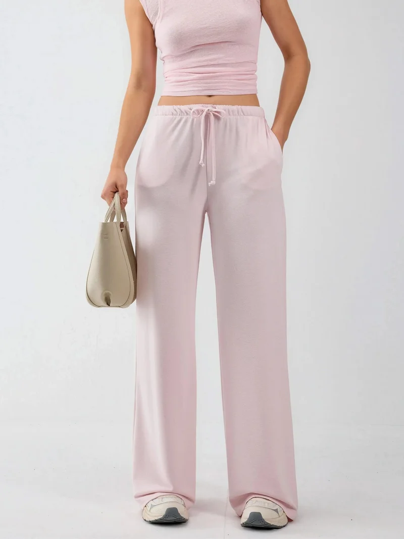 بوسيم BUSEM Wide Leg Drawstring Waist Sweatpants