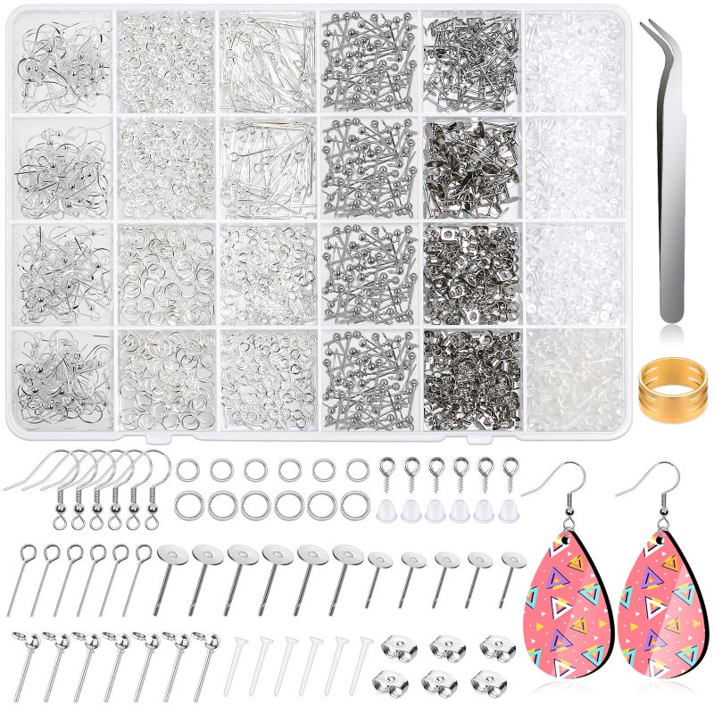 Cludoo Earring Making Kit  2393 Pcs Hypoallergenic Earring Hooks Posts Backs Studs  Tools for Jewelry DIY Making  Repair