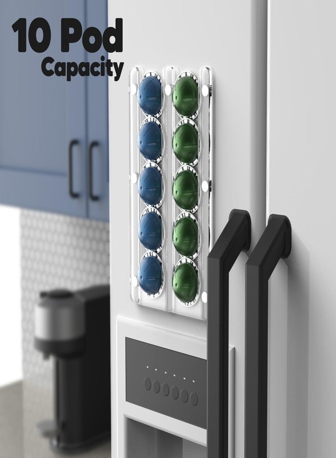 GALVANOX Magnetic 10 Pod Holder, Compatible with Nespresso Vertuo Capsules - Storage Organizer Rack Mount for Fridge, Coffee Station (Clear Acrylic) - Image 5