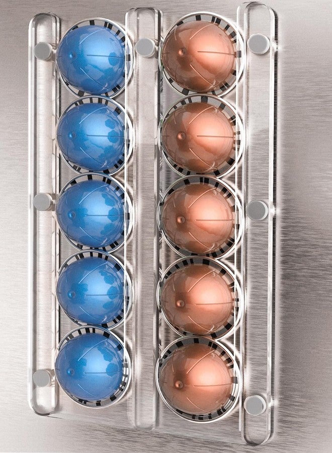 GALVANOX Magnetic 10 Pod Holder, Compatible with Nespresso Vertuo Capsules - Storage Organizer Rack Mount for Fridge, Coffee Station (Clear Acrylic) - Image 1
