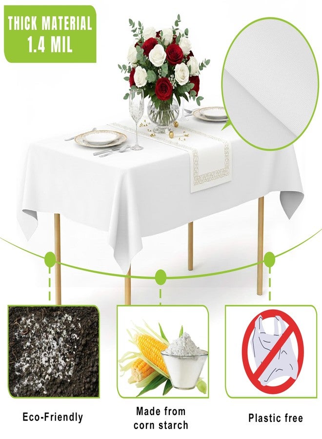 Primode Compostable Tablecloths for Rectangle Tables 54''x108'' - 3 Count Disposable Tablecloth Indoor Outdoor Compost Tablecover Dining Picnic Birthday Party Rectangular Table Cover (White) - Image 2