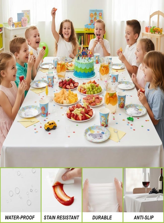 Primode Compostable Tablecloths for Rectangle Tables 54''x108'' - 3 Count Disposable Tablecloth Indoor Outdoor Compost Tablecover Dining Picnic Birthday Party Rectangular Table Cover (White) - Image 4