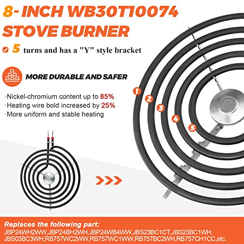 Beaquicy WB30T10074 Stove Burner Replacement 8 inch for GE Electric Kenmore Hotpoint Stove/Oven - Surface Element Coil Suitable for JBS07C2WW, 911.92712020, RBS330DRWW, JB258RM2SS,etc - Image 3