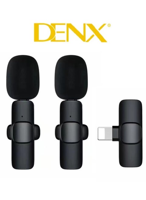 Dual Noise Reduction Wireless Bluetooth Microphone for Video Recording and Live Streaming with Mic Receiver for iPhone