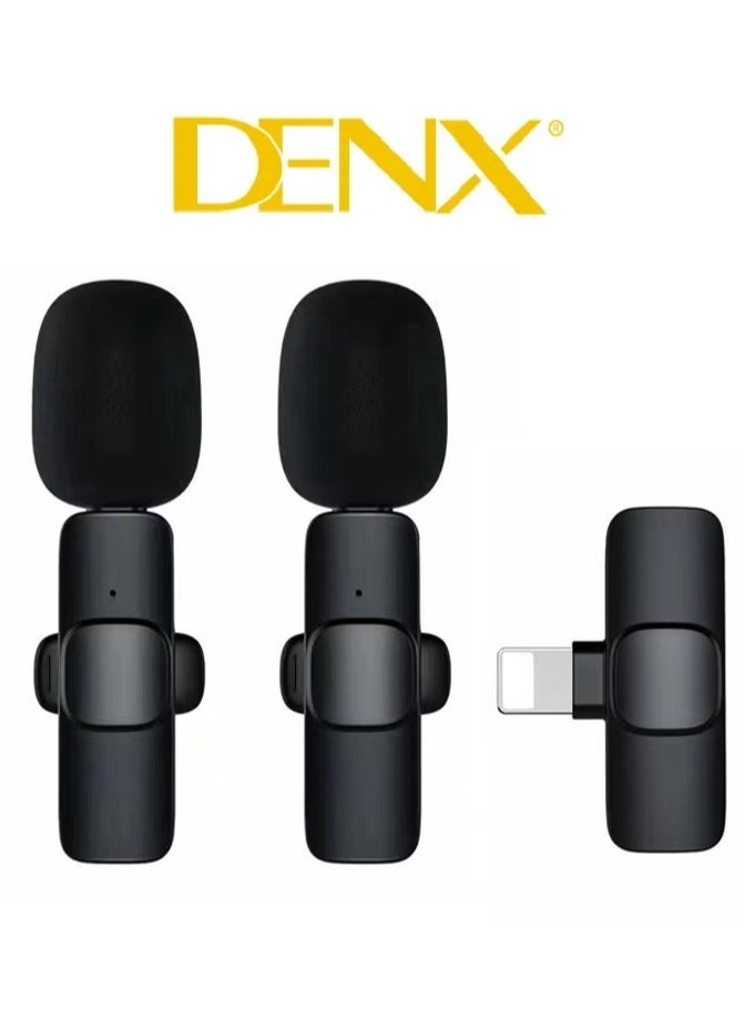 Denx Dual Noise Reduction Wireless Bluetooth Microphone for Video Recording and Live Streaming with Mic Receiver for iPhone  - Image 1