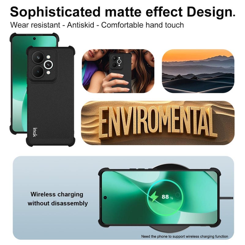 إيماك جراب هاتف Realme 15 5G Global المقاوم للصدمات والوسادة الهوائية من مادة TPU (أسود غير لامع) - Image 5