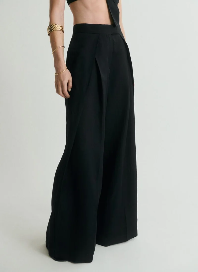 MANGO Wideleg Pleated Trousers