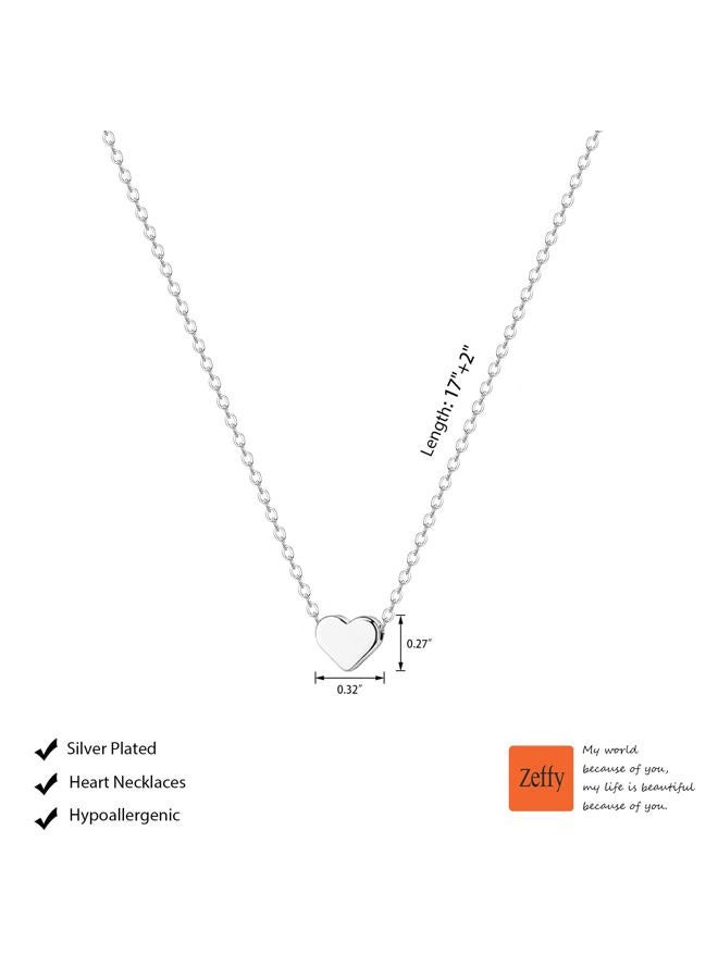 Zeffy Tiny Heart Necklace Sterling Silver Dainty Cute Heart Choker Necklaces Simple Love Heart Pendant Necklace Trendy Jewelry for Women - Image 5