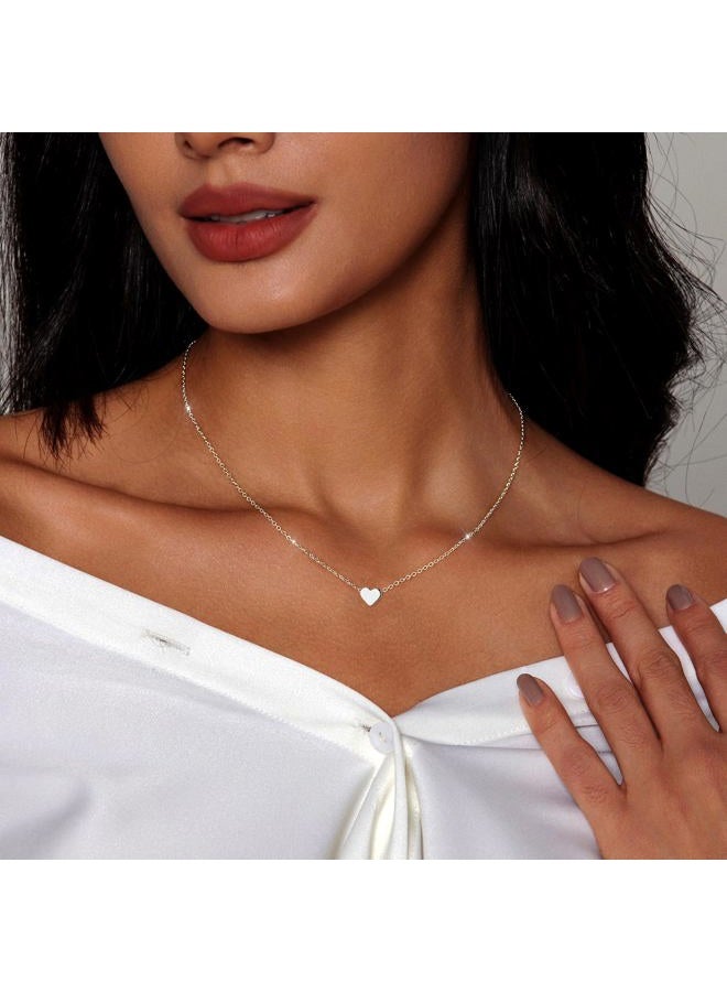 Zeffy Tiny Heart Necklace Sterling Silver Dainty Cute Heart Choker Necklaces Simple Love Heart Pendant Necklace Trendy Jewelry for Women - Image 2