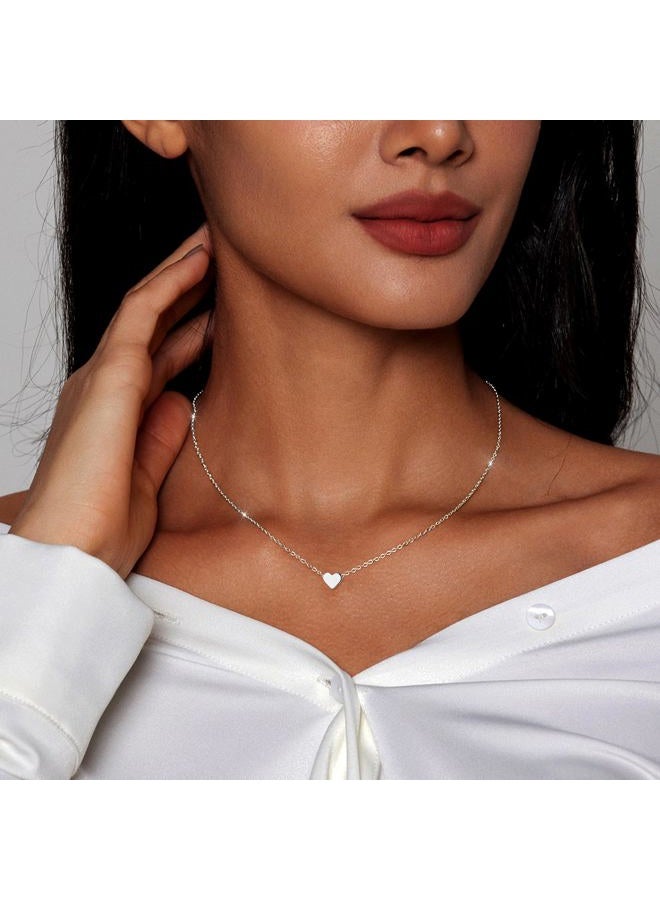 Zeffy Tiny Heart Necklace Sterling Silver Dainty Cute Heart Choker Necklaces Simple Love Heart Pendant Necklace Trendy Jewelry for Women - Image 3