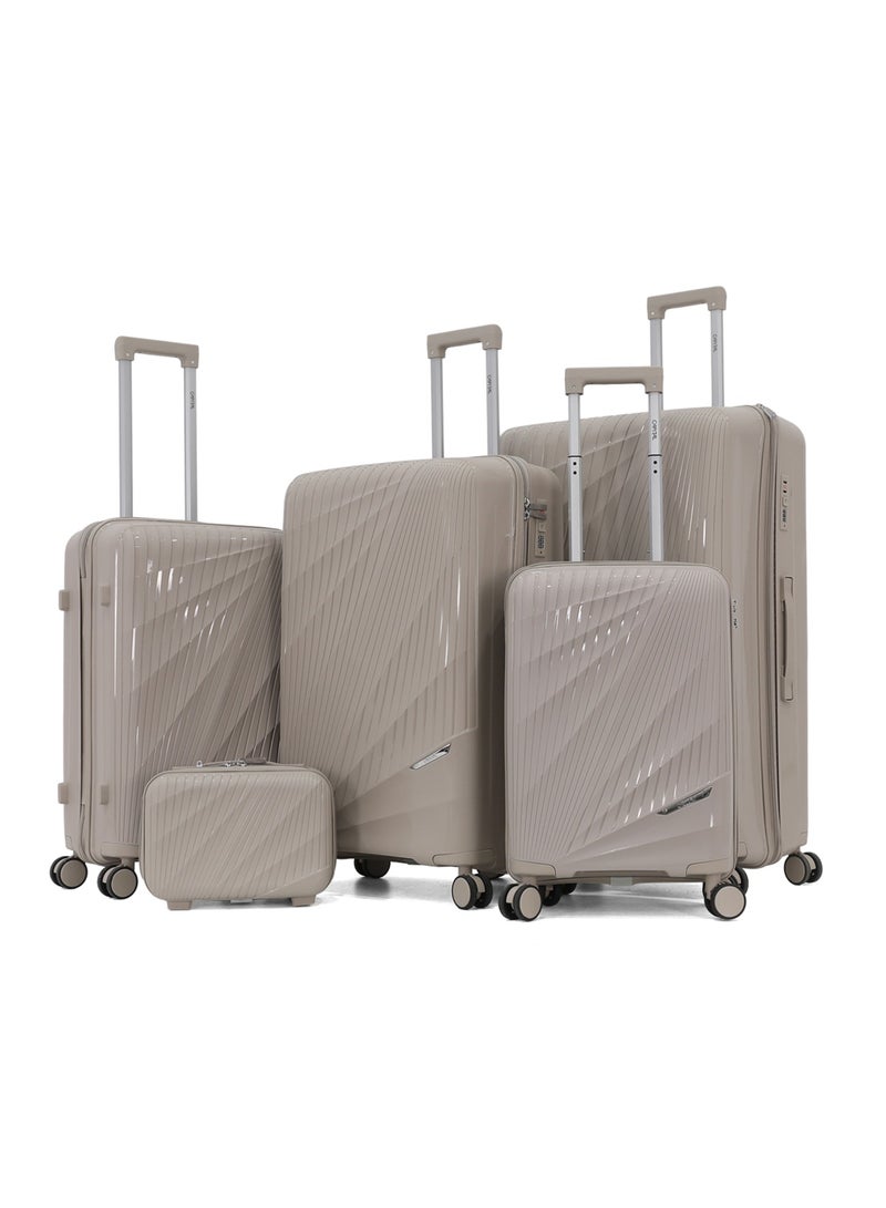 CAPITAL حقيبة سفر صلبة غير قابلة للكسر 5 قطع مع عجلات دوارة مزدوجة (BC-12", S-20", M-24", L-28", XL-32") - Image 1