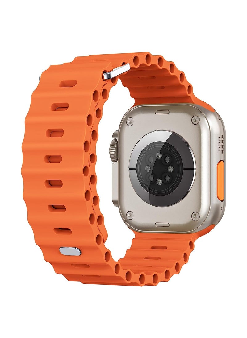 Color Fans - Soft Silicone Ocean Sports Strap Compatible Apple Watch Ultra 49mm 45mm 44mm 42mm for Men Women, Adjustible Watch Band for Apple Watch Ultra/SE/Series 9/8/7/6/5/4/3/2/1 - Orange - Image 1