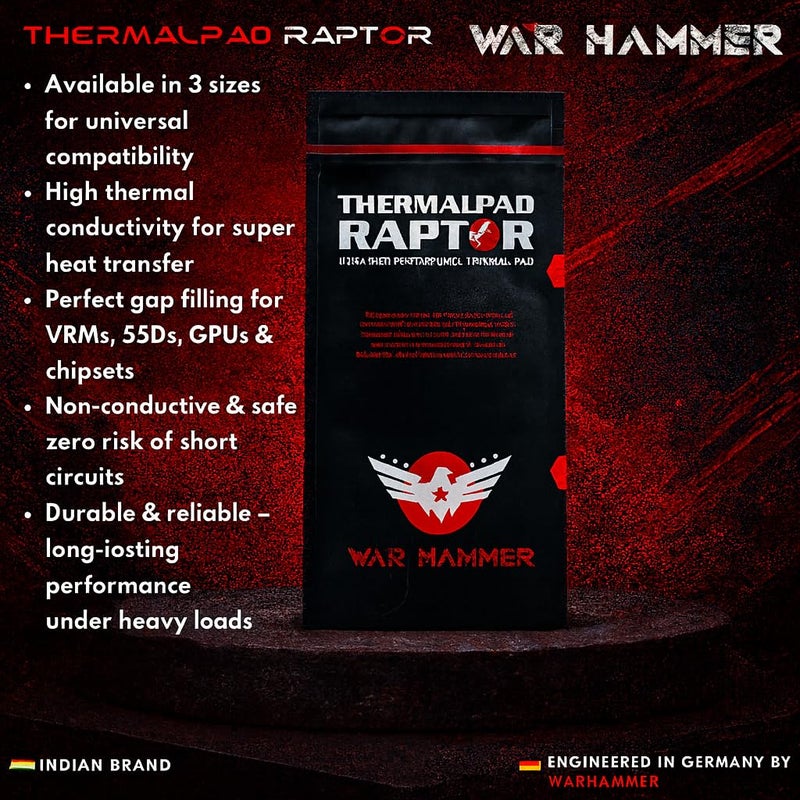WARHAMMER Thermal Pad Raptor Ultra High Performance Thermal Pad, 0.5 1.0 1.5 mm Thermal Conductive Silicone Pads with 12.0 W/mk Thermal Conductivity, German Engineered Themalpad - Image 5