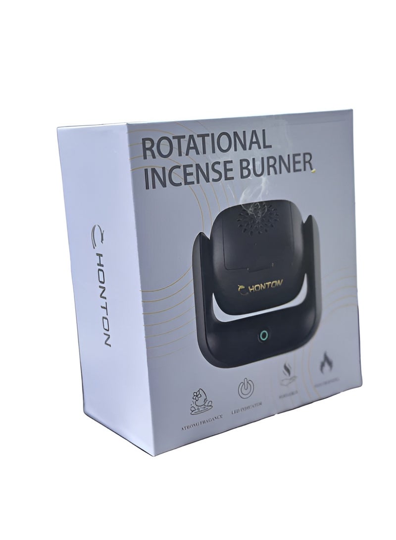 Honton Rotational Electric Bakhoor Burner – Portable Rechargeable Oud Diffuser with 90° Rotation, LED Indicator & Type-C Fast Charging – Sleek Black - Image 2