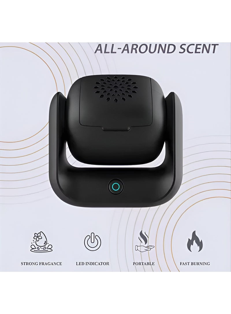 Honton Rotational Electric Bakhoor Burner – Portable Rechargeable Oud Diffuser with 90° Rotation, LED Indicator & Type-C Fast Charging – Sleek Black - Image 5