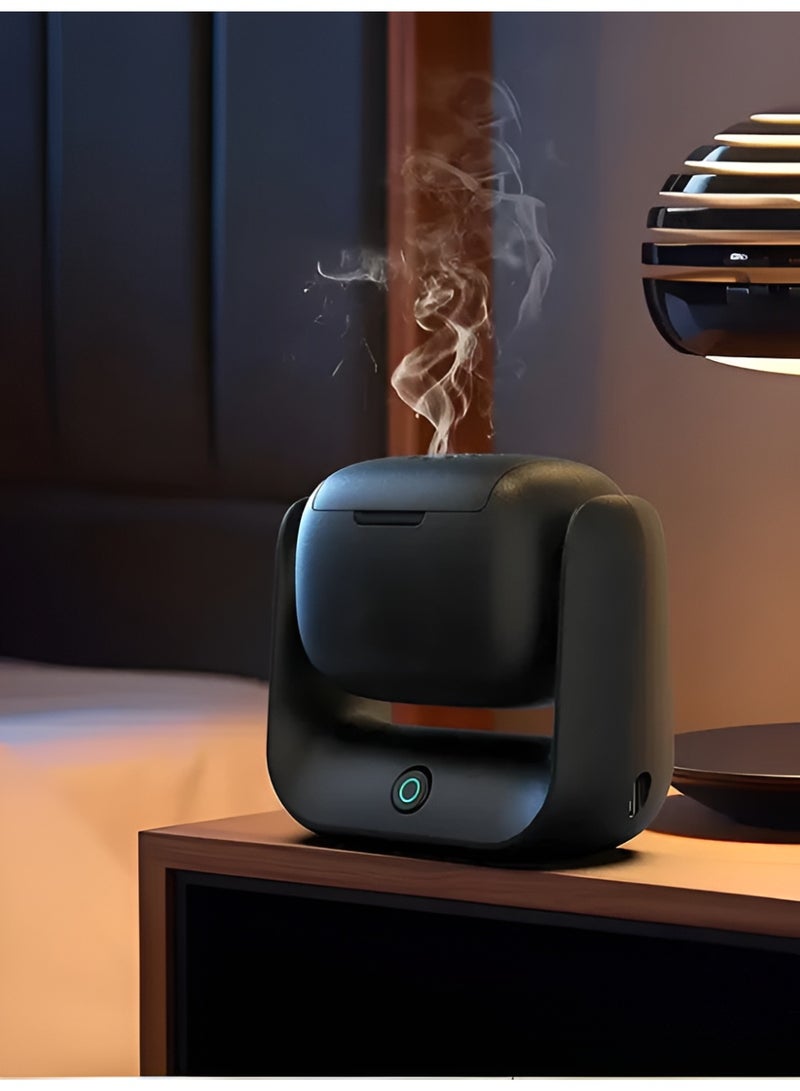 Honton Rotational Electric Bakhoor Burner – Portable Rechargeable Oud Diffuser with 90° Rotation, LED Indicator & Type-C Fast Charging – Sleek Black - Image 1