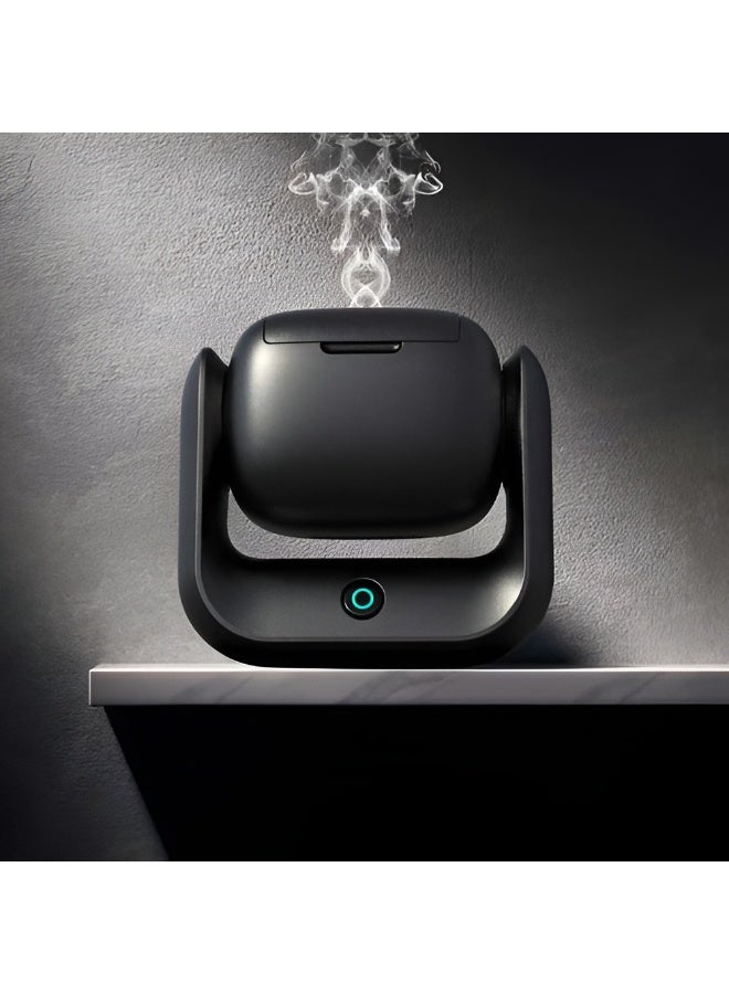 Honton Rotational Electric Bakhoor Burner – Portable Rechargeable Oud Diffuser with 90° Rotation, LED Indicator & Type-C Fast Charging – Sleek Black - Image 4