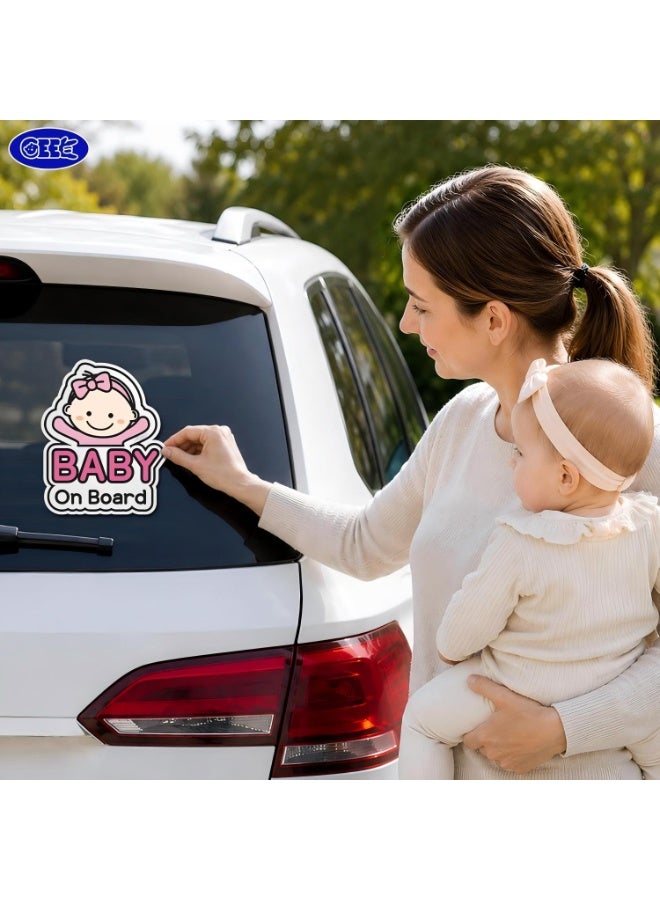 2 PCS Baby on Board Car Sticker - Character Design, Reflective, Weather-Resistant - Image 2