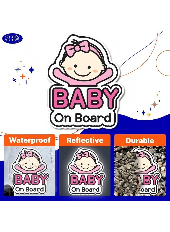 2 PCS Baby on Board Car Sticker - Character Design, Reflective, Weather-Resistant - Image 4