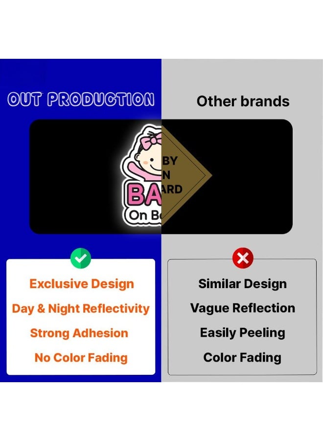 2 PCS Baby on Board Car Sticker - Character Design, Reflective, Weather-Resistant - Image 5