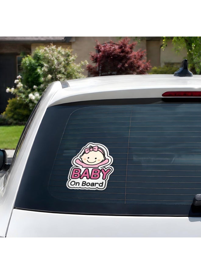 2 PCS Baby on Board Car Sticker - Character Design, Reflective, Weather-Resistant - Image 3