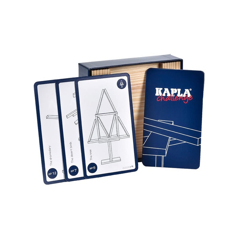 KAPLA Challenge - Wooden Construction Game 16 Building Planks and 12 Challenge Cards - Image 4
