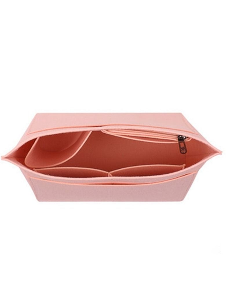 Multi Pocket Felt Handbag Organizer, Folding Tote Bag organizer insert, Felt Organizer Insert Handbags Base Shaper, for Insert Wallet Organizer PINK Size 26*20*13cm - Image 1