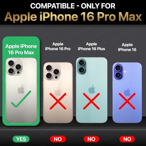 WOW IMAGINE Back Cover for iPhone 16 Pro Max | Shockproof Tough Leather Texture Hard Mobile Case | Ultra Slim Non-Slip Grip | Inner Velvet Fabric | Metal Camera Ring – Black - Image 2