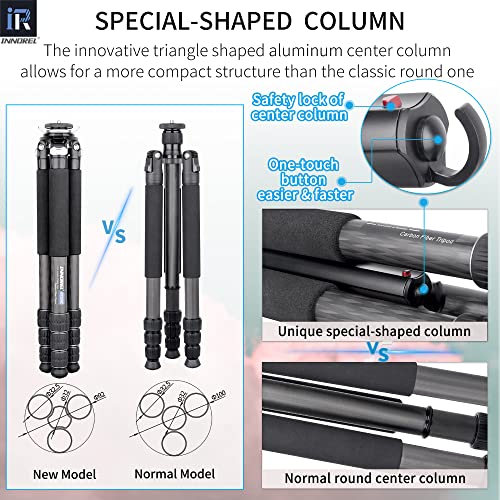 Innorel Carbon Fiber Tripod- Gt324C Professional Compact Tripod For Dslr Camera Heavy Duty Stand With Low Gravity Center Ball Head Special-Shaped Center Column Max Load 55Lbs 25Kg - Image 4
