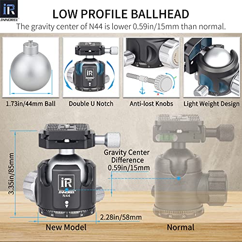Innorel Carbon Fiber Tripod- Gt324C Professional Compact Tripod For Dslr Camera Heavy Duty Stand With Low Gravity Center Ball Head Special-Shaped Center Column Max Load 55Lbs 25Kg - Image 3