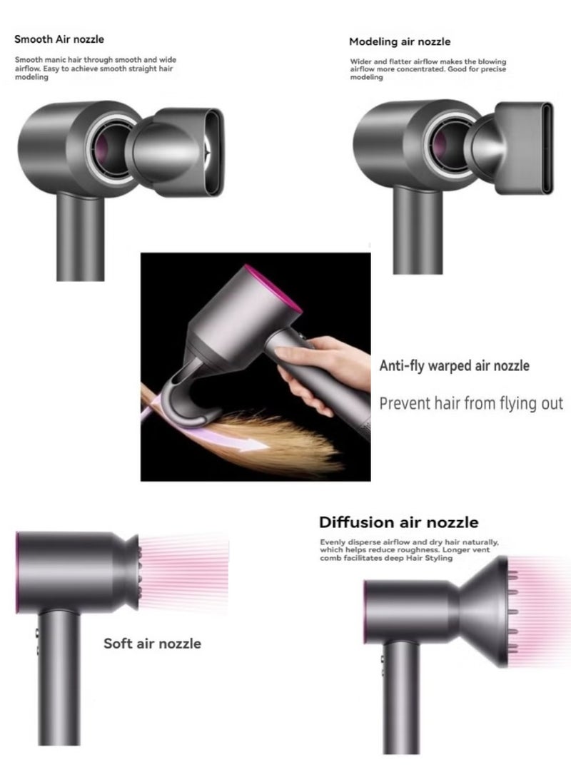 Changli - Professional Brushless, Portable Blow Dryer Fast Drying for Salon Look 1600W, 3 Speed,4 Heat Settings with 5 Magnetic attachments for Quick Drying and efficient Styling - Image 1