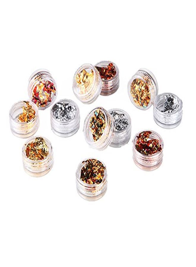 Minejin 12 Pot/Set Nail Art Gold Silver Paillette Flake Chip Foil Diy Glitter Decal Acrylic Uv Gel Decoration - Image 5