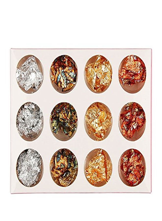 Minejin 12 Pot/Set Nail Art Gold Silver Paillette Flake Chip Foil Diy Glitter Decal Acrylic Uv Gel Decoration - Image 2