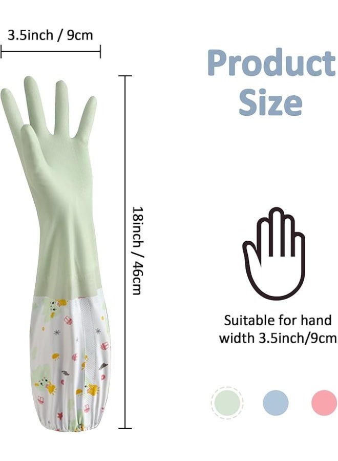 VIUAUAX 3 Pcs Rubber Dishwashing Cleaning Gloves - Waterproof, Reusable Long Kitchen Gloves, Latex-Free Household Gloves for Laundry, Cleaning, Working, Gardening - Image 2