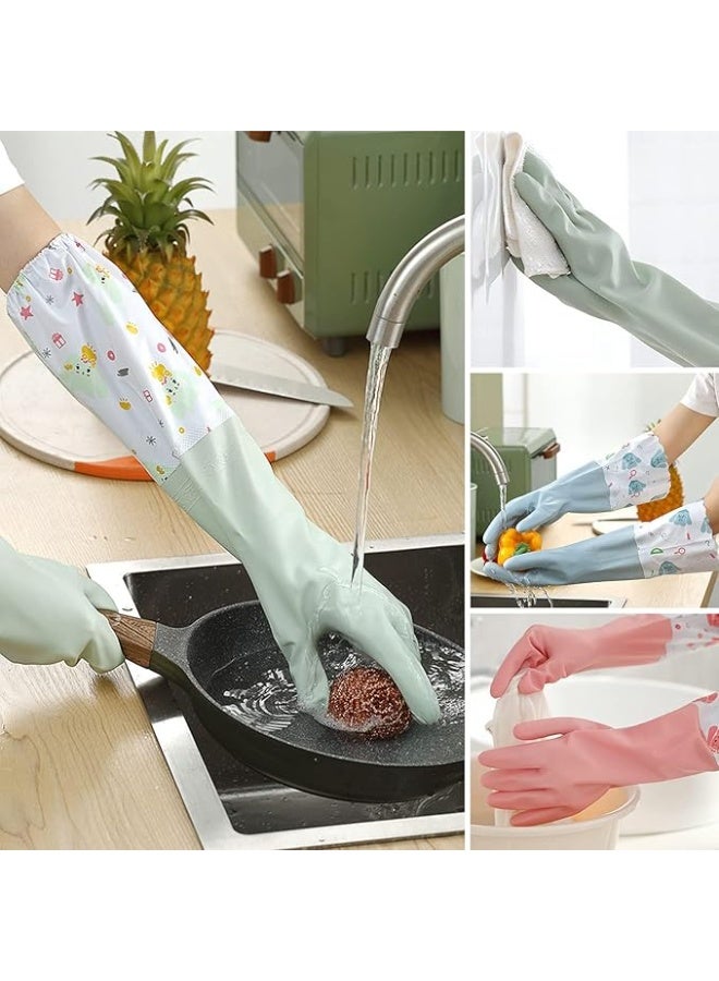 VIUAUAX 3 Pcs Rubber Dishwashing Cleaning Gloves - Waterproof, Reusable Long Kitchen Gloves, Latex-Free Household Gloves for Laundry, Cleaning, Working, Gardening - Image 4