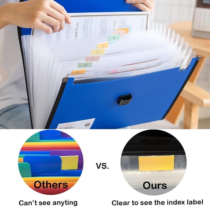 KASTWAVE Expanding File Folders A4, 13 Pockets Expanding File Folder Organiser with Handle, Accordion File Organiser, Plastic Document Wallet for Paperwork A4, for Travel School Office Home (Black) - Image 4
