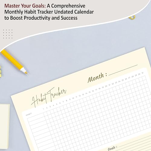 True Flair Trueflair Monthly Habit Tracker (A4 Size,13 Sheets) Undated Planner Sheets With Goals For Self Improvement (Design 3) - Image 4