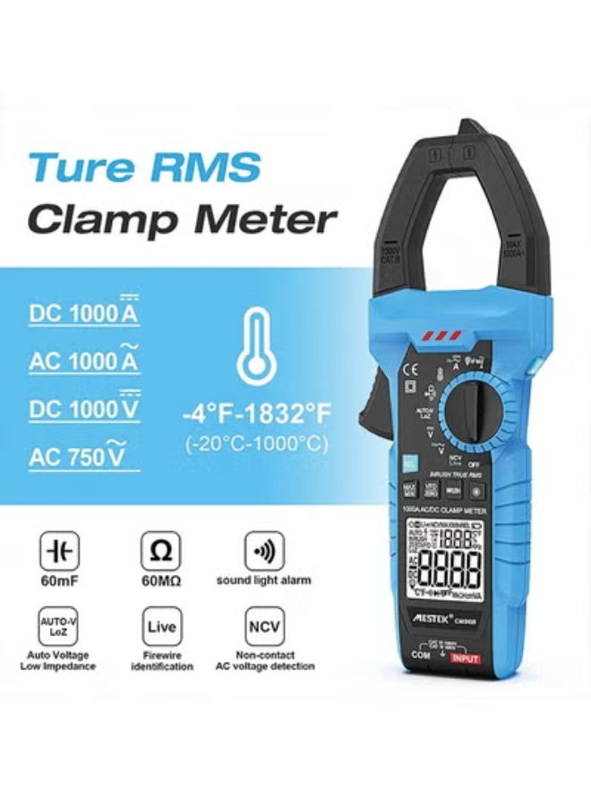 MESTEK Inrush Clamp Meter MESTEK 1000A True RMS AC/DC Current Amp Meter, Multimeter Voltage Tester 6000 Counts, VFD, LOZ Mode, Measures Current Voltage Temperature CapaInrush Clamp Meter MESTEK 1000A True RMS AC/DC Current Amp Meter, Multimeter Voltage Tester 6000 Counts, VFD, LOZ Mode, Measures Current Voltage Temperature Capacitance Resistance Diodes Continuitycitance Resistance Diodes Continuity - Image 2