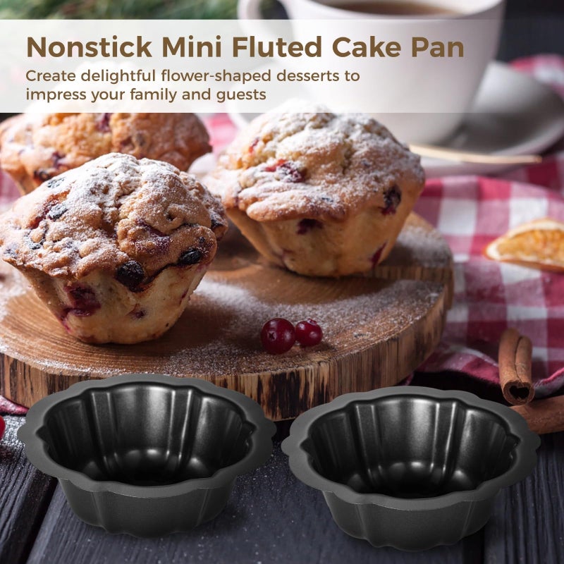 Homaisson Mini Fluted Tube Pan - 10 Pcs, 4.5Inch Carbon Steel Mini Cake Molds, Nonstick Reusable Oven Baking Mold for Cupcake, Bread, Bavarois, Brownie - Image 3
