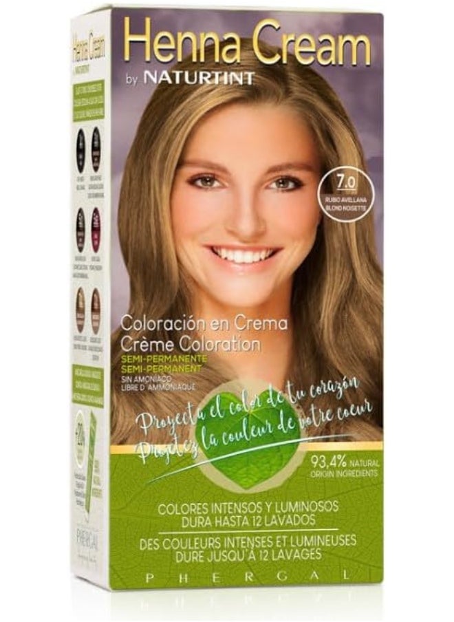 NATURTINT Henna Cream | Semi-Permanent Hair Colour Cream | 7.0 Hazelnut Blonde 