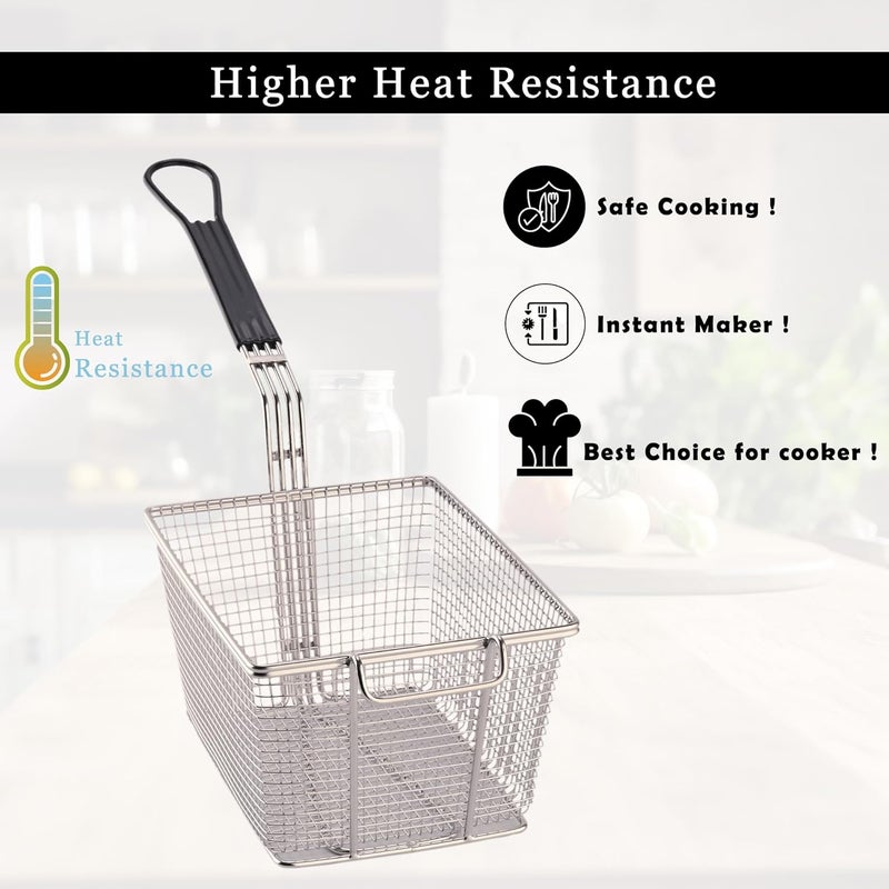 Kuber Industries Pack of 2 Heavy Stainless Steel Deep Fryer Basket Chips French Fries Serving Cooking Strainer Frying Net for Kitchen Restaurant - Image 5