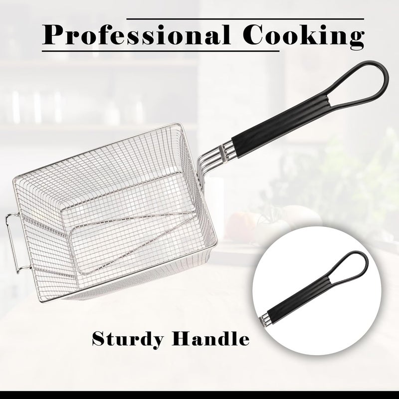 Kuber Industries Pack of 2 Heavy Stainless Steel Deep Fryer Basket Chips French Fries Serving Cooking Strainer Frying Net for Kitchen Restaurant - Image 4