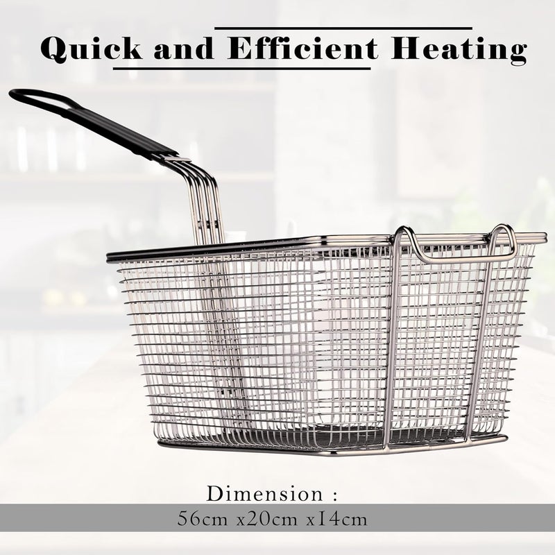 Kuber Industries Pack of 2 Heavy Stainless Steel Deep Fryer Basket Chips French Fries Serving Cooking Strainer Frying Net for Kitchen Restaurant - Image 3