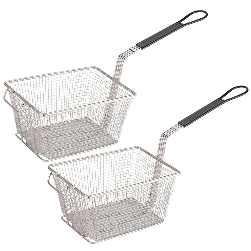 Kuber Industries Pack of 2 Heavy Stainless Steel Deep Fryer Basket Chips French Fries Serving Cooking Strainer Frying Net for Kitchen Restaurant - Image 1