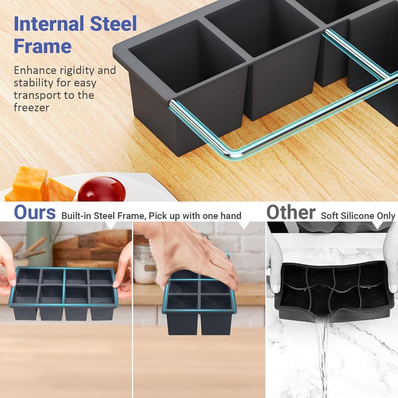GGOW Large Silicone Ice Cube Trays - 2 Inch Square Ice Cube Molds for Whiskey and Cocktails - Image 5
