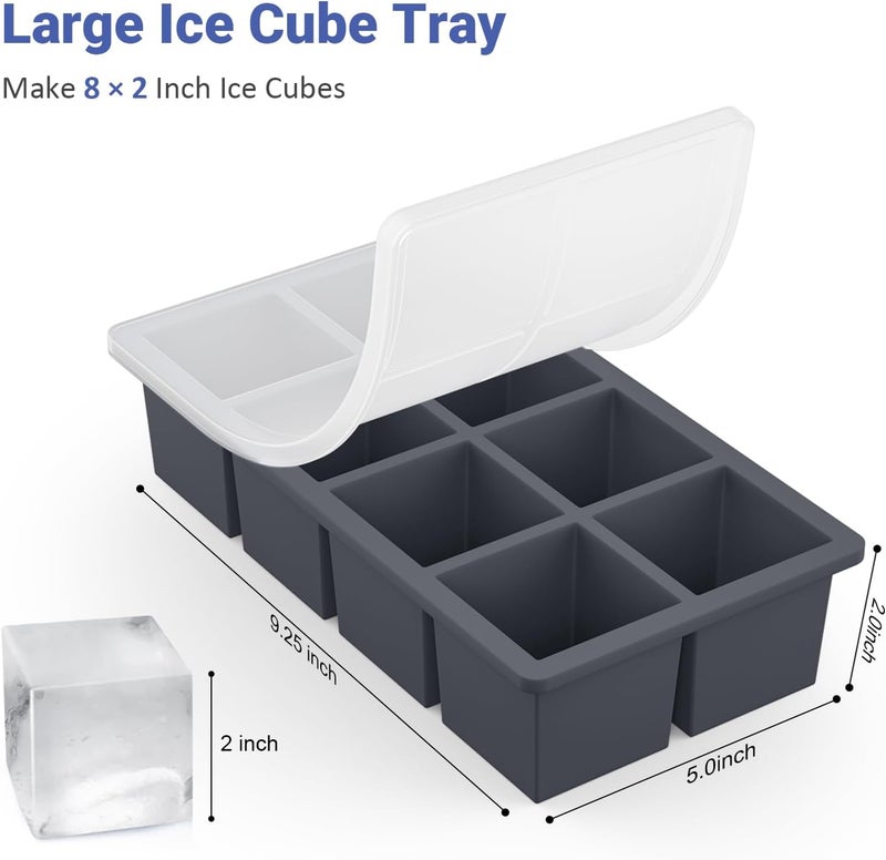 GGOW Large Silicone Ice Cube Trays - 2 Inch Square Ice Cube Molds for Whiskey and Cocktails - Image 4