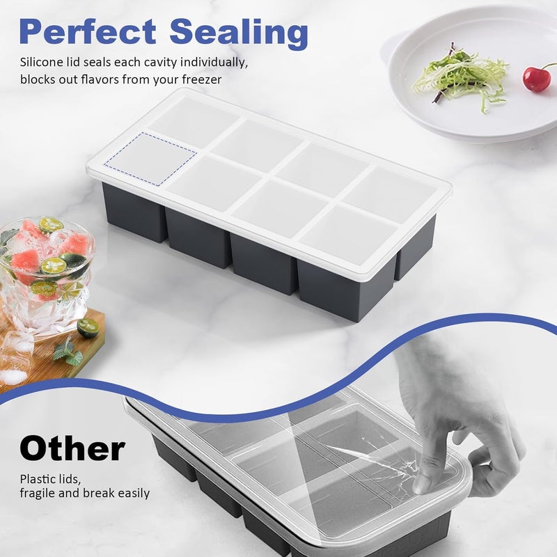 GGOW Large Silicone Ice Cube Trays - 2 Inch Square Ice Cube Molds for Whiskey and Cocktails - Image 3